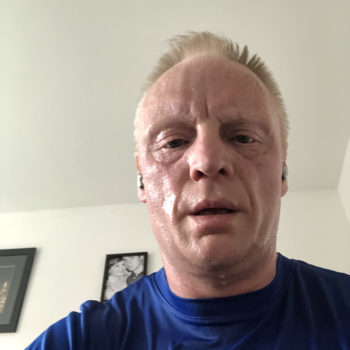 Training on the rowing machine is hard work for Sean