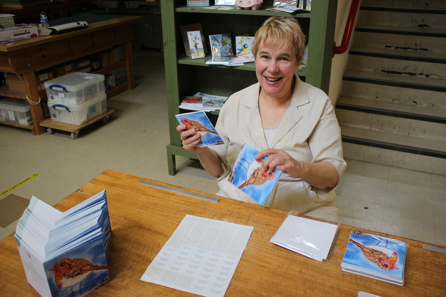 Packing the cards into packs of ten Packing the cards into packs of ten