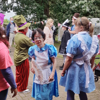 Mad Hatters Tea Party, dressed as Alice in Wonderland