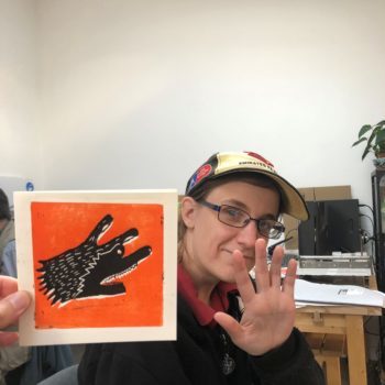 St Albans Claire Lino Print Hands 2