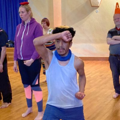 A man practising karate moves