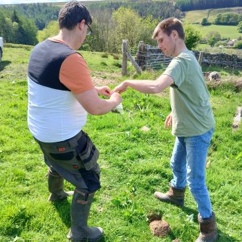 2 people Soil sampling in Botton Village