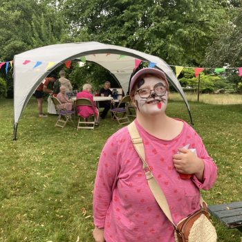 A person with face paint