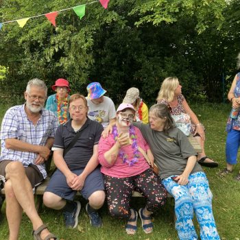 People sitting at a festival