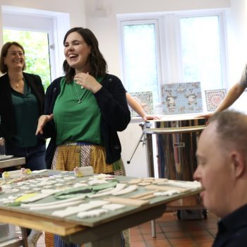 Rebecca Norris with the kiln