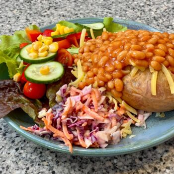Baked potato and salad