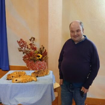 A person we support with the dragon bread