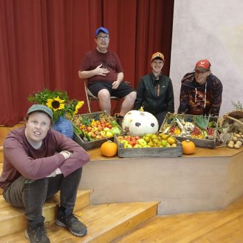 People with harvest display