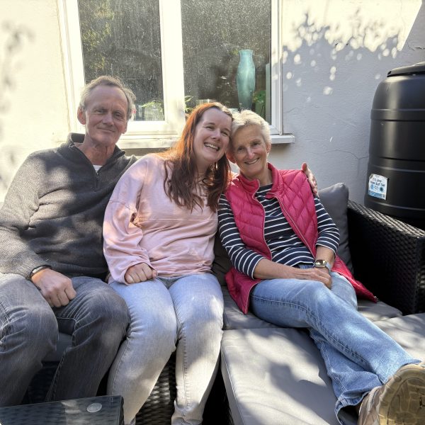 Nicki with her family in the garden
