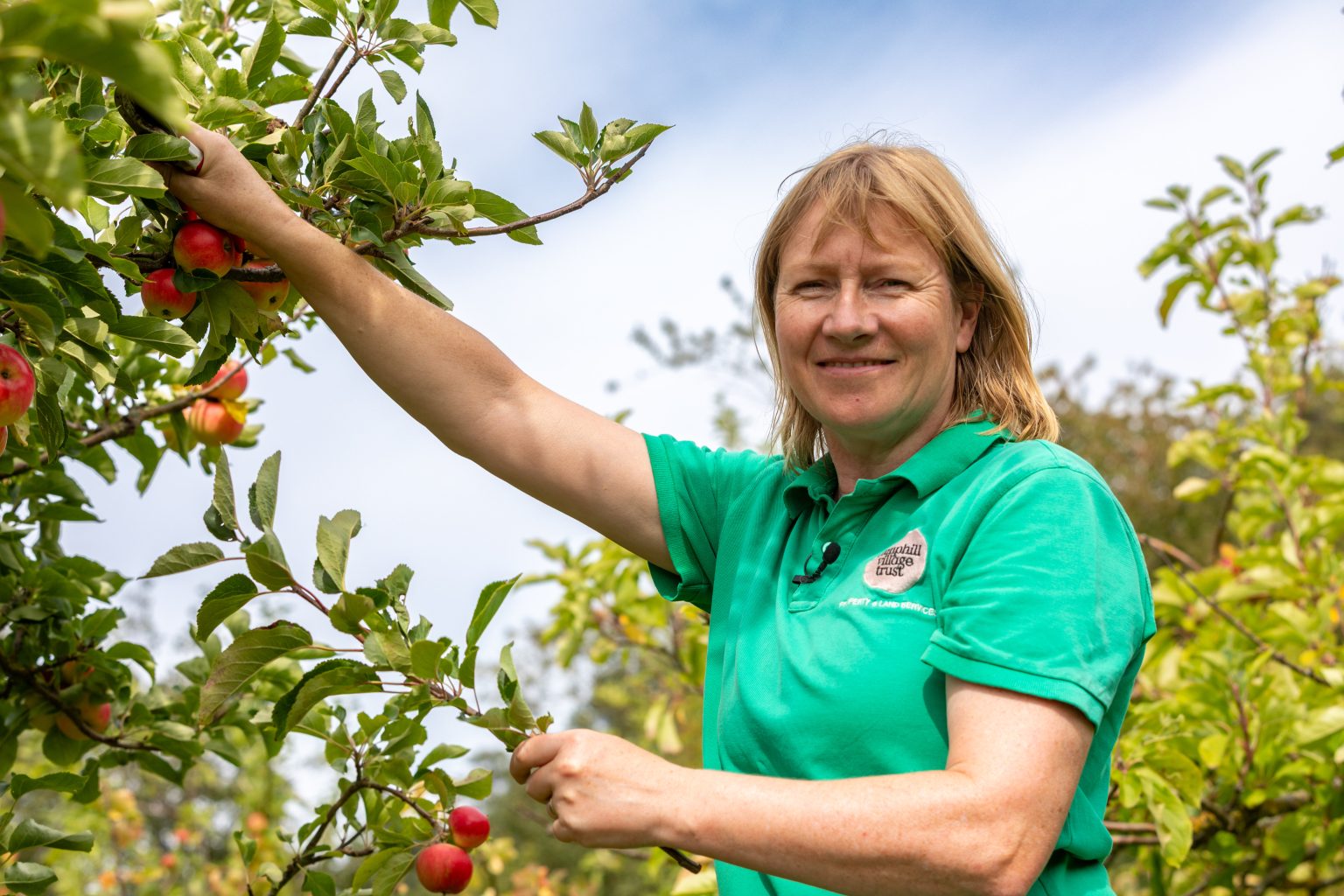 Karen picking apples