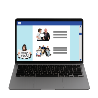 A laptop displaying easy read information
