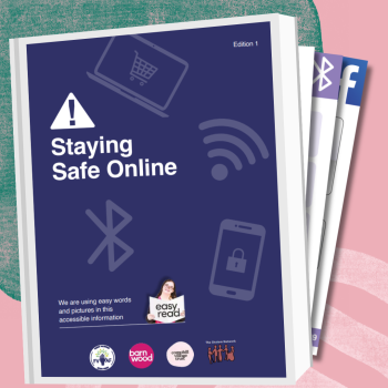 An image of the cover of an Easy Read guide called "Staying Safe Online"