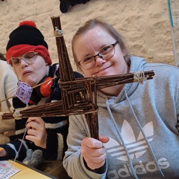 People making arts and crafts from willow