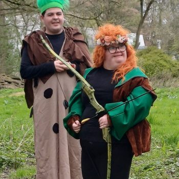 Two people wearing fancy dress