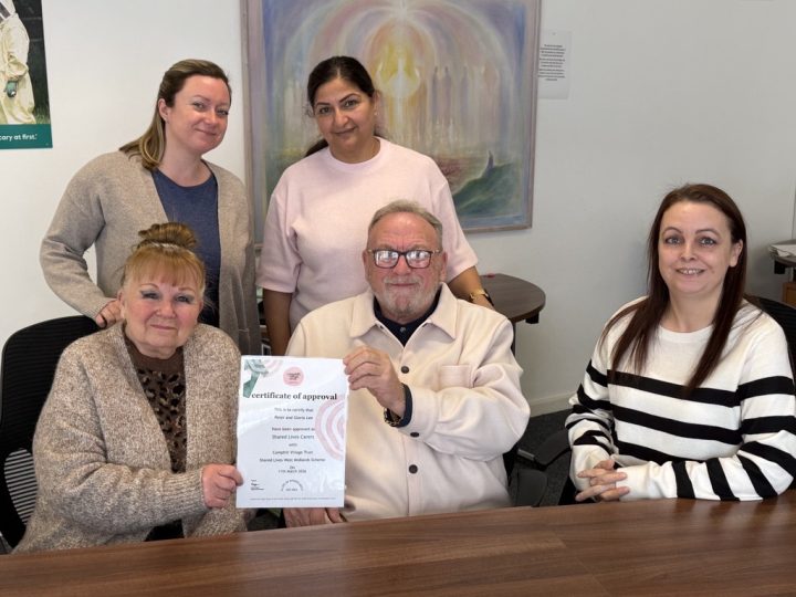 The Mayor of Dudley and his wife, Gloria, receive a Shared Lives Carer certificate from Camphill Village Trust. 