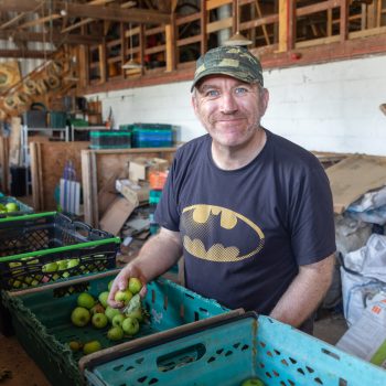 Joe sorts apples in an NBTS session