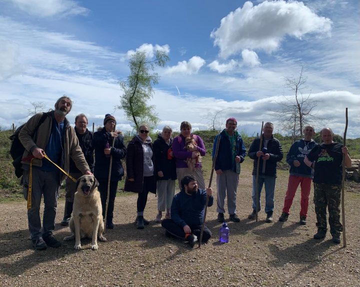 people standing together walking
