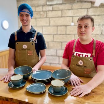 Adam and Simon with bowls