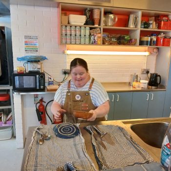 A person working in a cafe